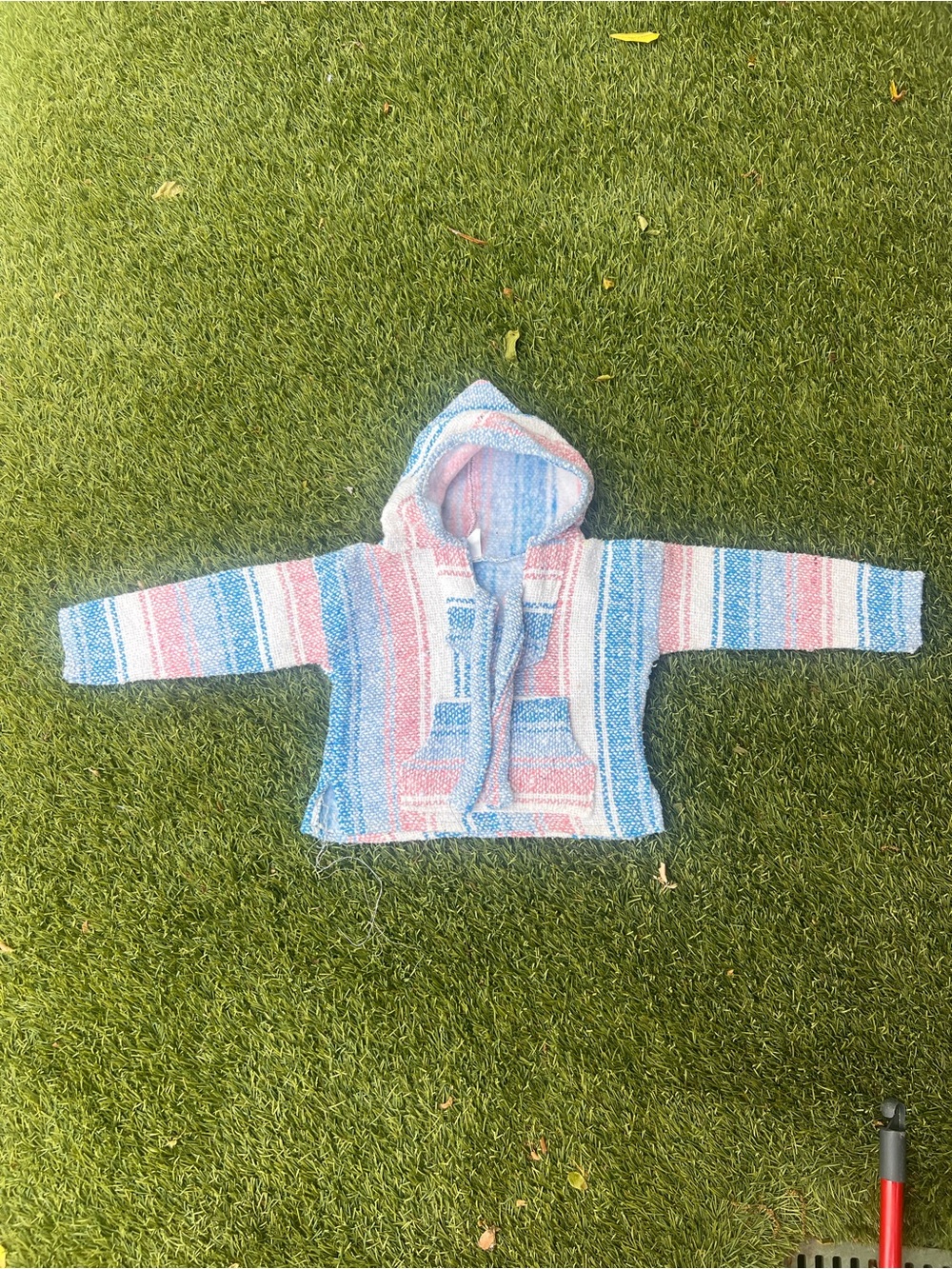 Striped Hooded Baja Jacket in Pink & Blue